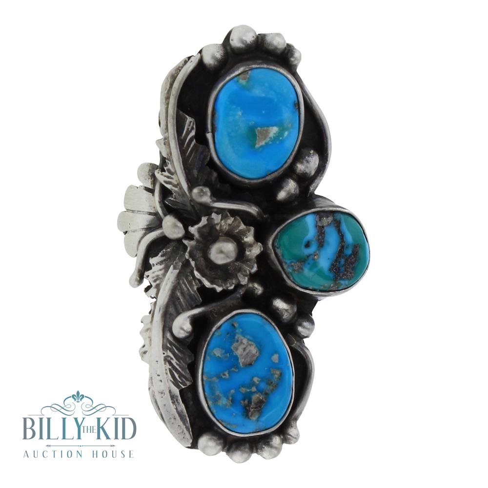 Victor Hicks Kingman Nugget Turquoise Flower Ring (1 of 3)