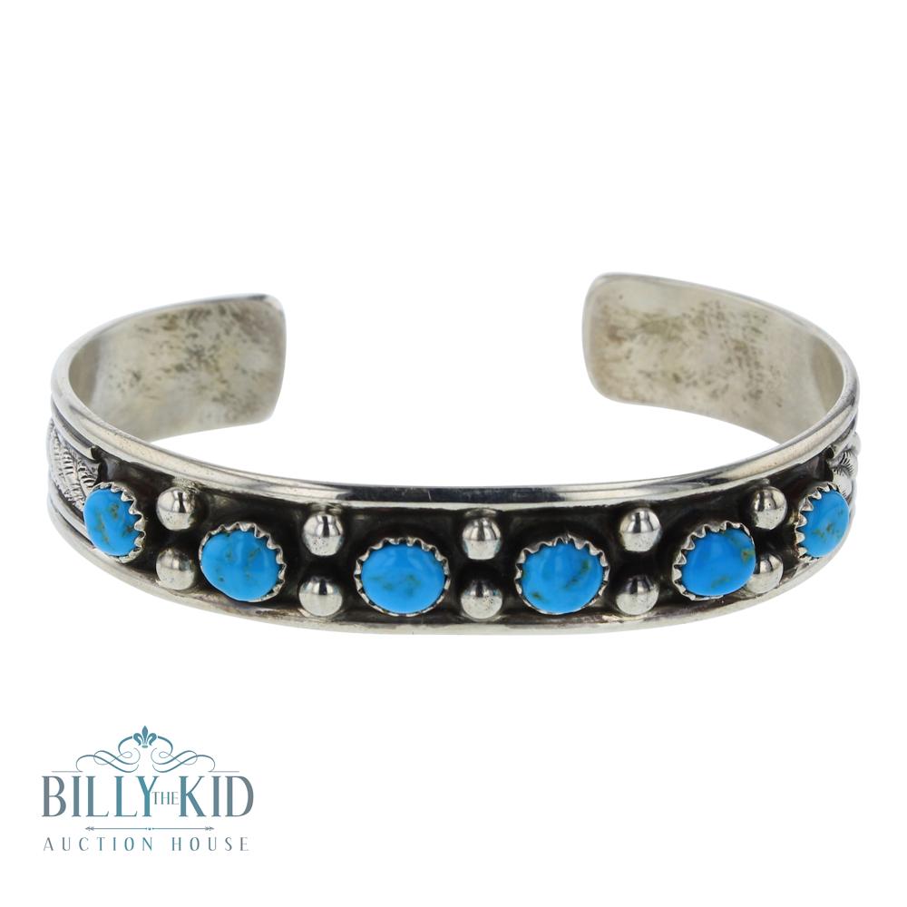 Kingman Turquoise Row Cuff Bracelet (1 of 3)