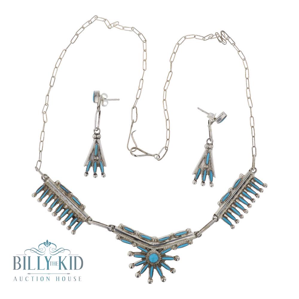 RLC Zuni Turquoise Needlepoint Necklace & Earrings Set (1 of 3)