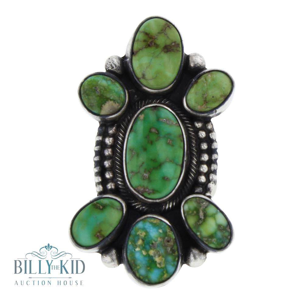Bob Becenti Sonoran Gold Turquoise Cluster Ring (1 of 2)