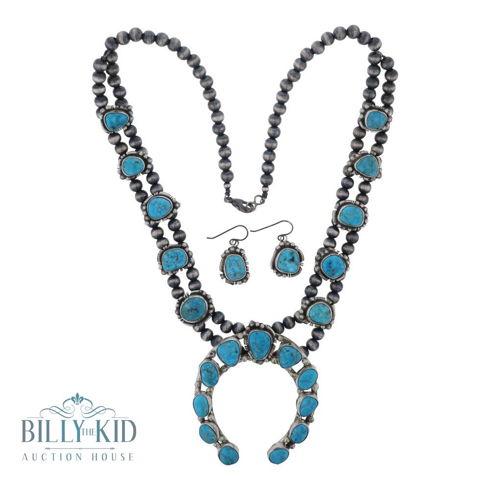 Ella Peters Kingman Turquoise Squash Blossom Necklace & (1 of 3)