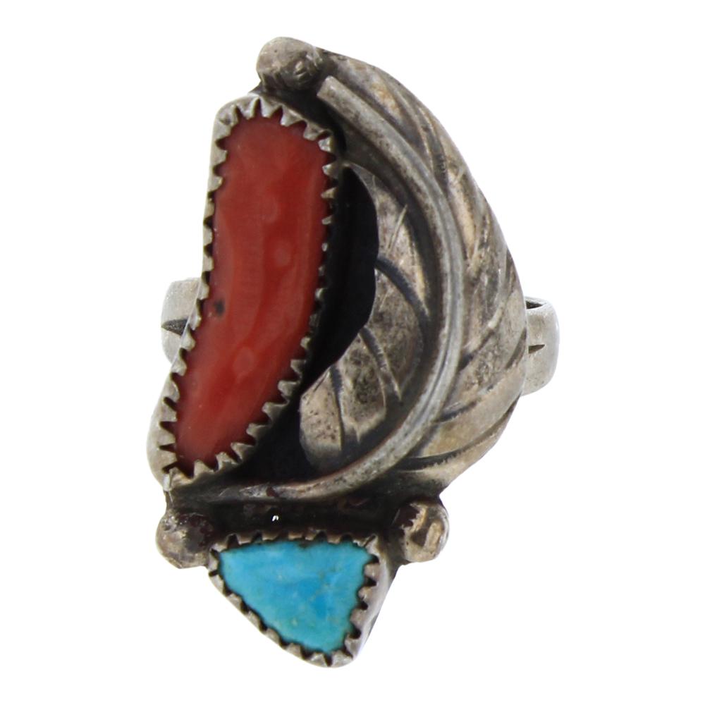 Vintage Turquoise & Coral Ring (1 of 2)
