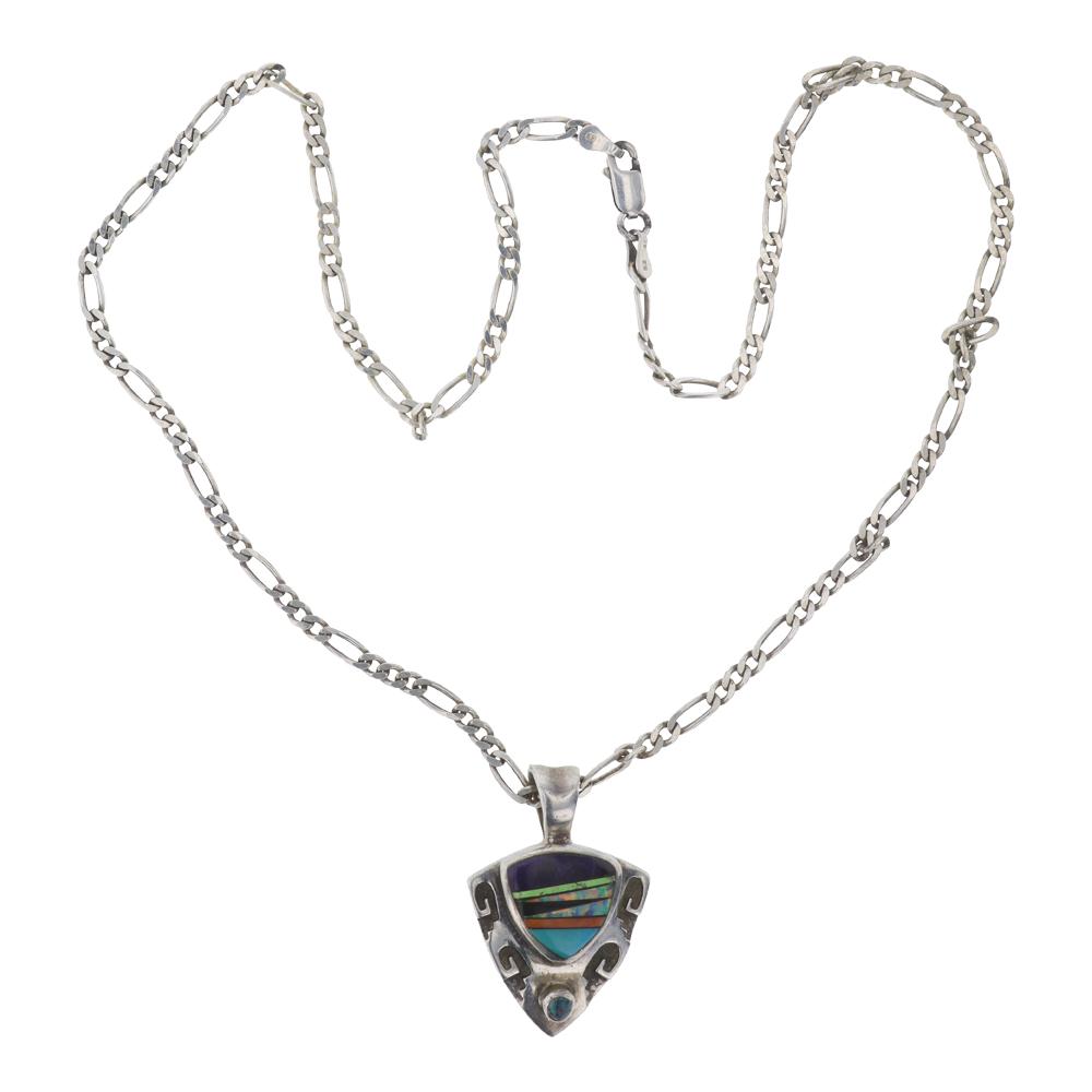 Ervin Hoskie Vintage Mixed Stones Inlay Pendant W/ (1 of 3)