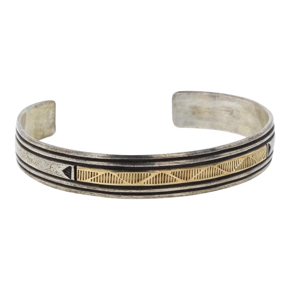 Vintage 14K Gold Over Silver Stamp Cuff Bracelet (1 of 3)