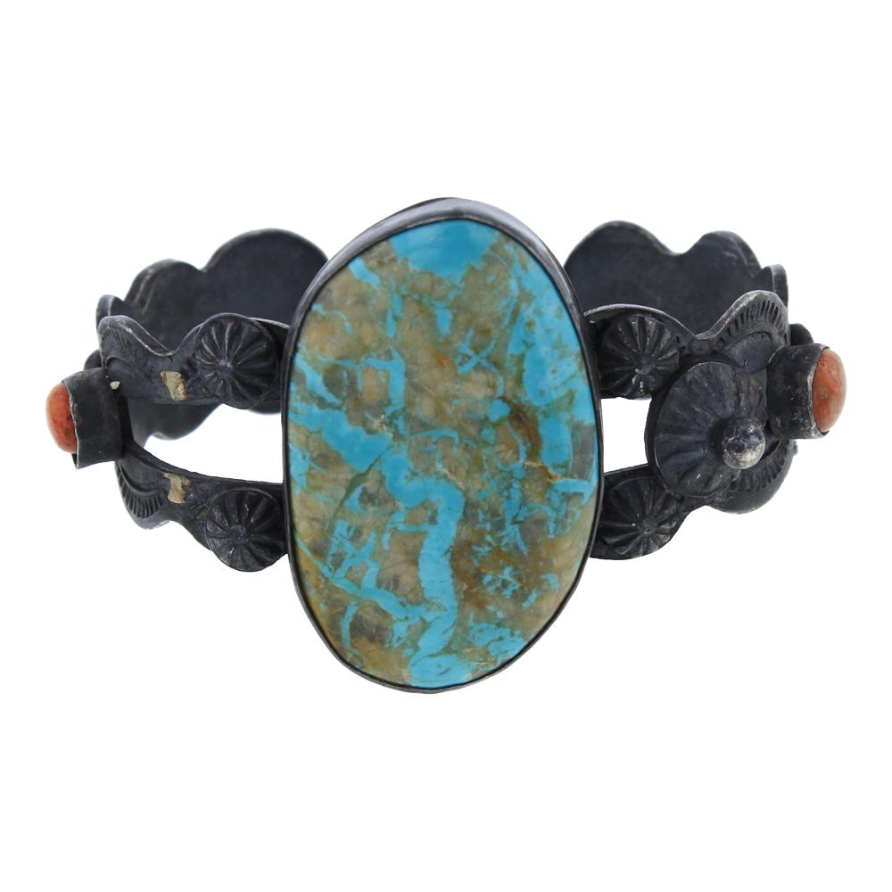 Chimney Butte Turquoise & Sponge Coral Bracelet (1 of 3)