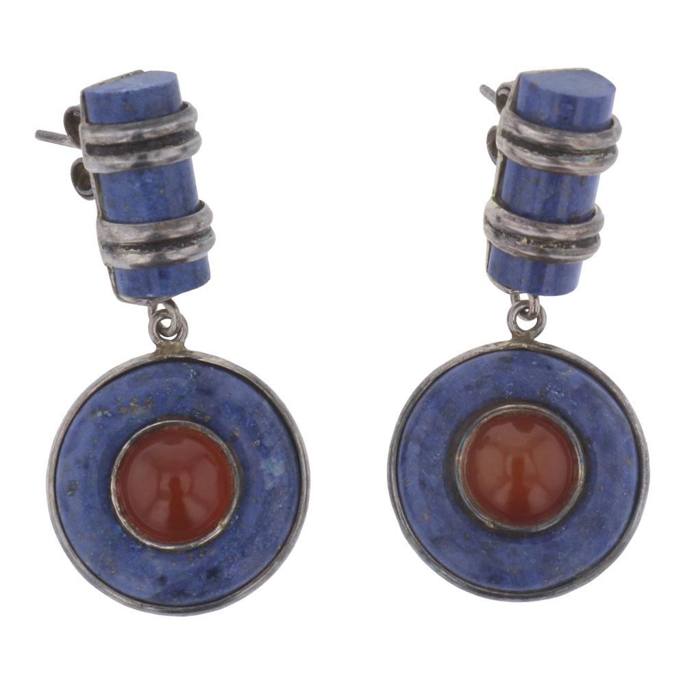 Vintage Denim Lapis & Carnelian Earrings (1 of 2)