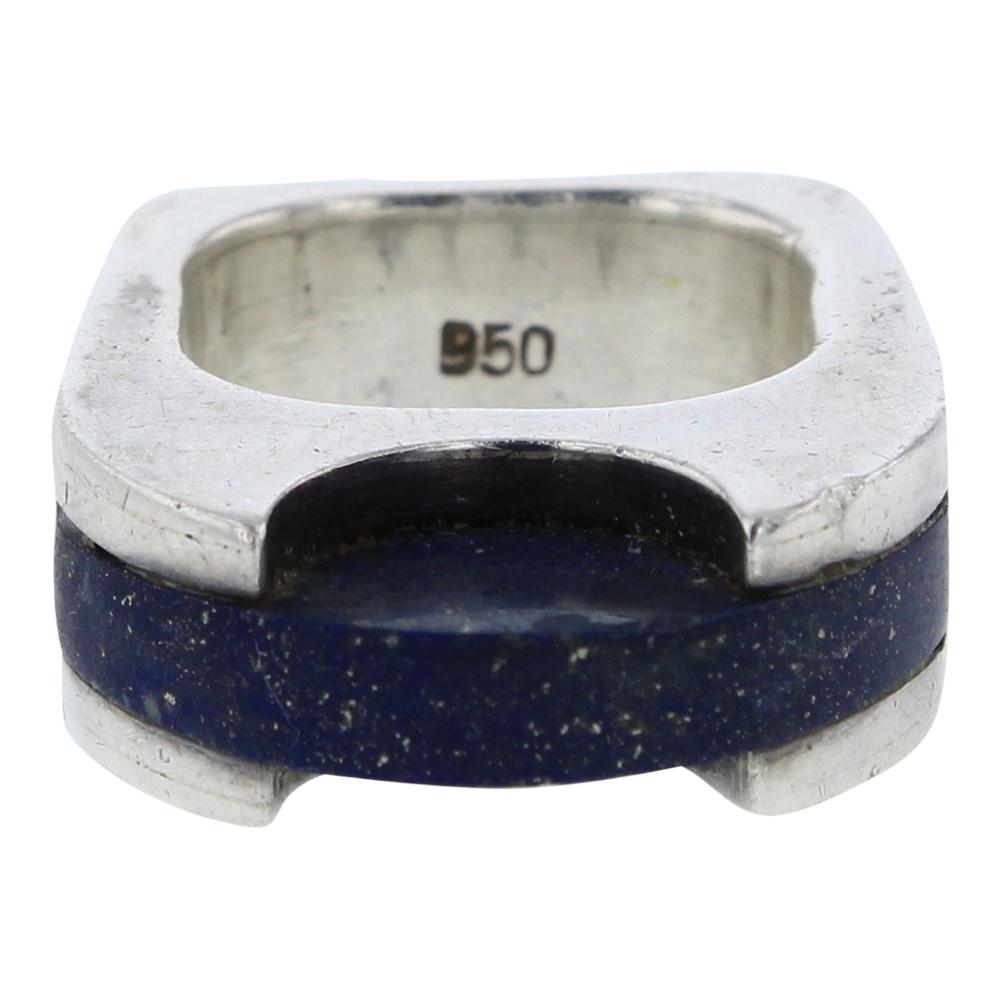 Vintage Carved Lapis Geometric Ring (1 of 3)