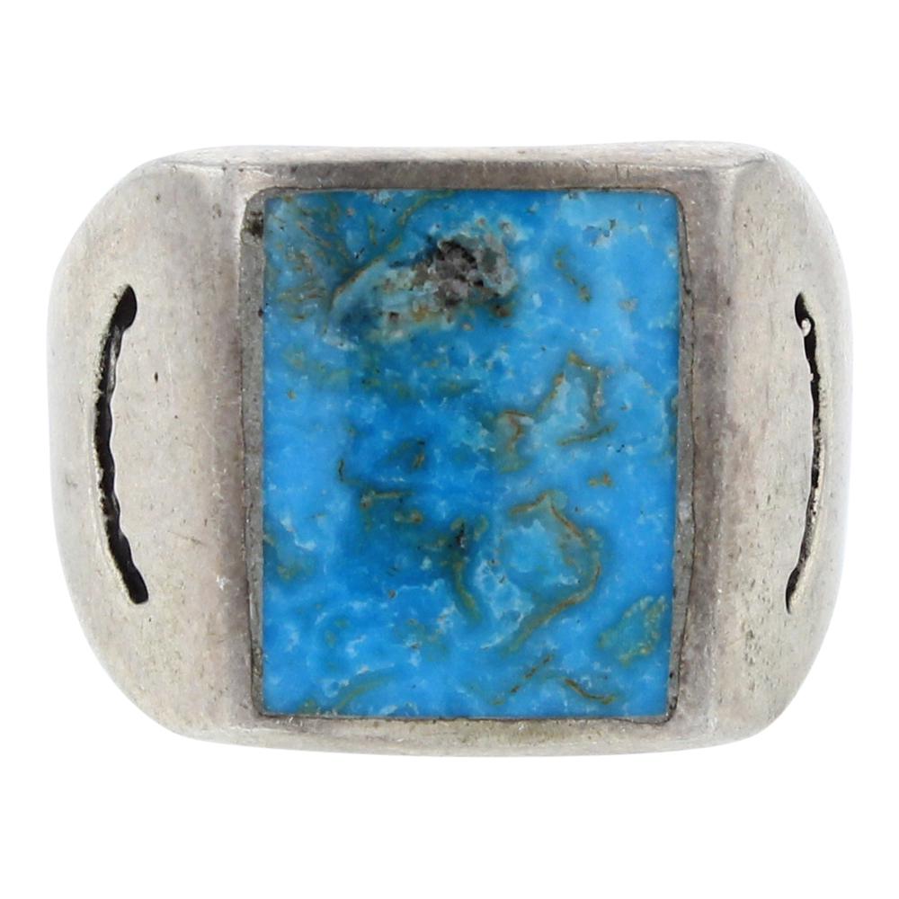 Vintage Channel Inlay Turquoise Taxco Men's Ring (1 of 3)