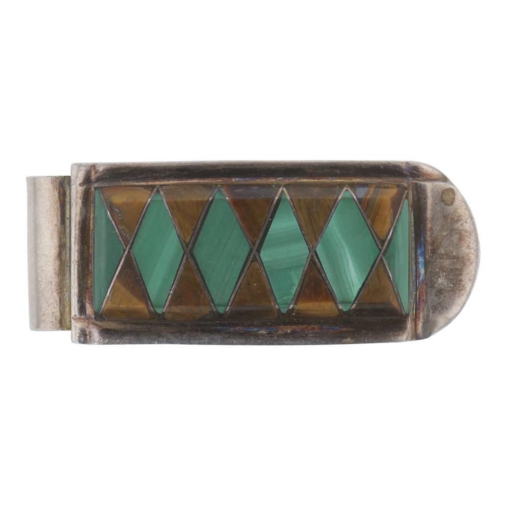 Vintage Malachite & Tigers' Eye Inlay Money Clip (1 of 2)