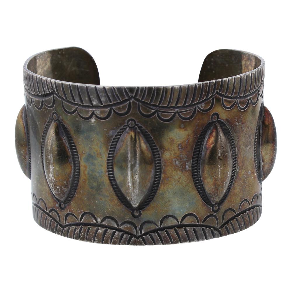 KJB Old Pawn Heavy Intricate Stamp Wide Cuff Bracelet (1 of 3)