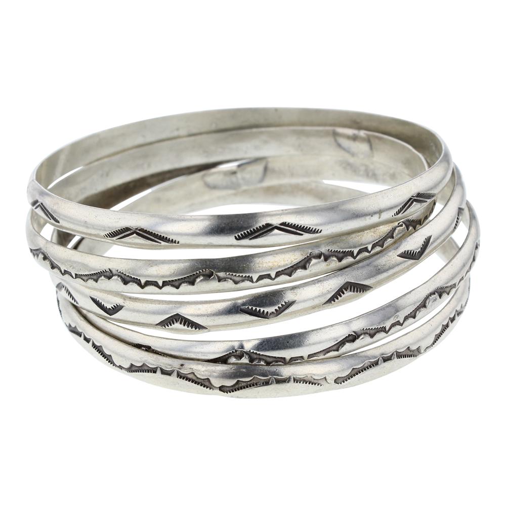 Heavy Stamp bangle Bracelet Lot of Five Matching (1 of 3)