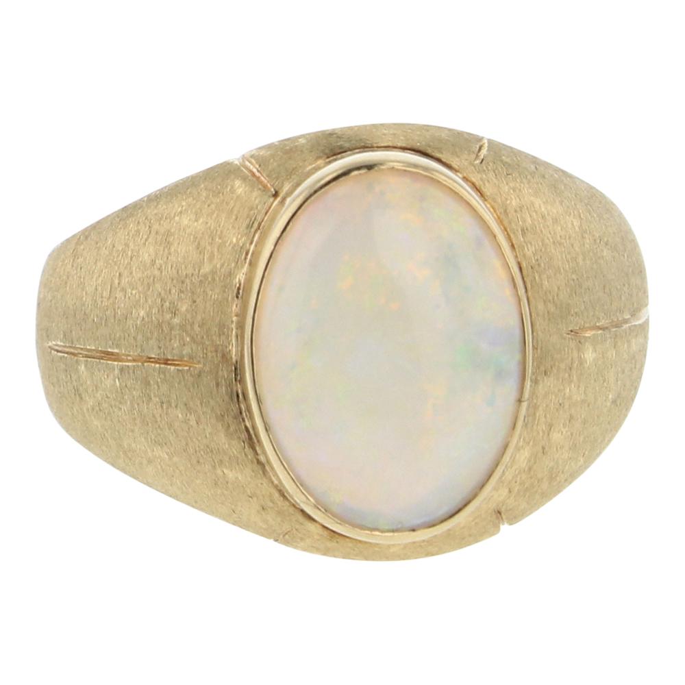 Vintage 14K Gold Australian Opal Brushed Gold Ring (1 of 3)