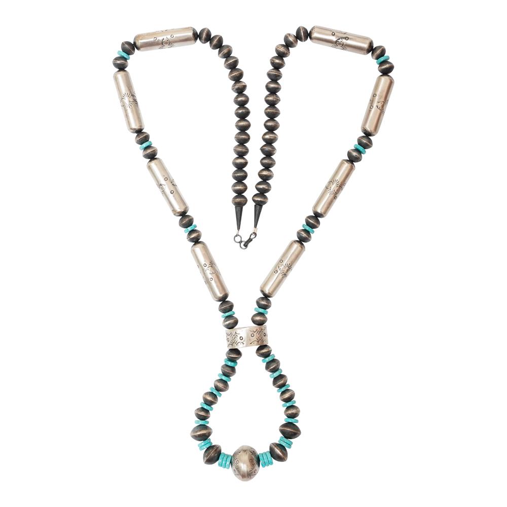 SB Turquoise Handmade Beads Tube Necklace (1 of 3)