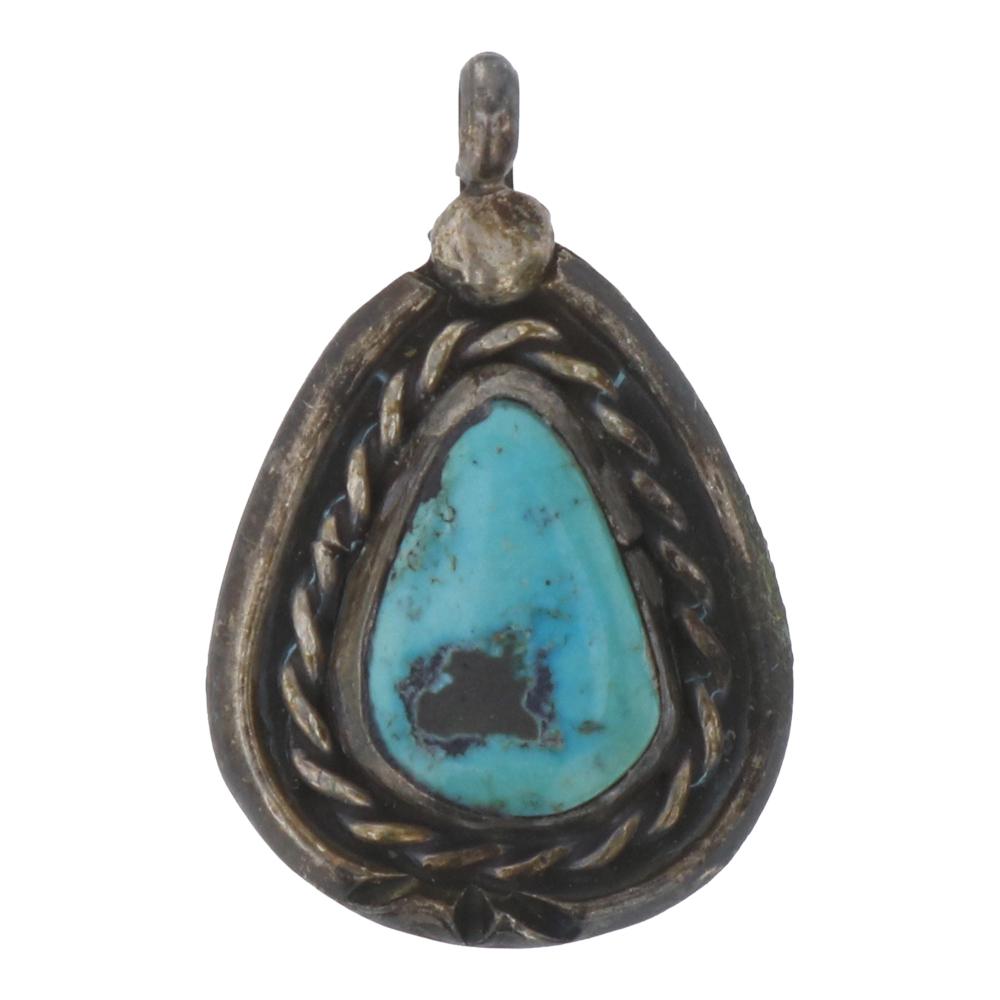 Old Pawn Nevada Turquoise Pendant: Sterling Silver | Genuine Nevada Turquoise | Old Pawn Nevada Turquoise Pendant | Navajo Native American Southwest Indian Jewelry | Weight: 5.5 Grams, | Dimensions: Pendant: .75" x 1.25" |