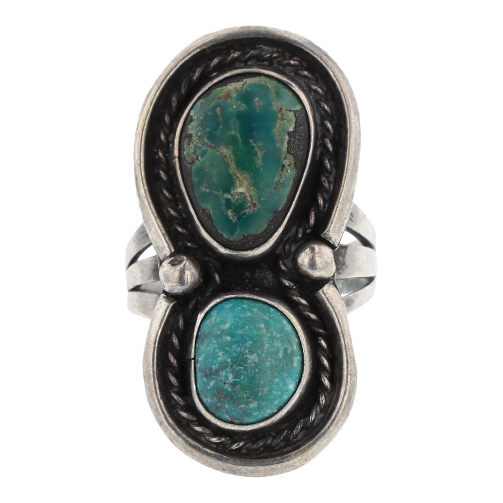 Vintage Nevada Turquoise Ring: Sterling Silver | Genuine Nevada Turquoise | Vintage Nevada Turquoise Ring | Navajo Native American Southwest Indian Jewelry | Weight: 12.9 Grams, | Dimensions: Ring: 10.5 size, 1.5" face width |