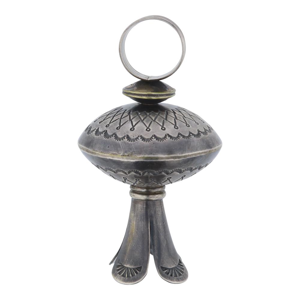 Vintage Stamped Blossom Pendant: Sterling Silver | | Vintage Stamped Blossom Pendant | Navajo Native American Southwest Indian Jewelry | Weight: 57.4 Grams, | Dimensions: Pendant: 2" x 2" x 3.5" |