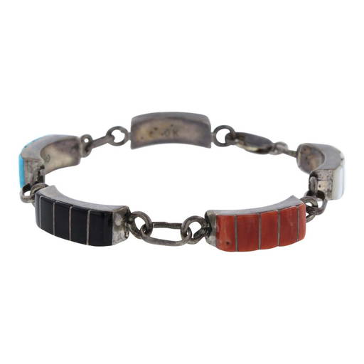 Old Pawn Inlay Mixed Stones Link Bracelet