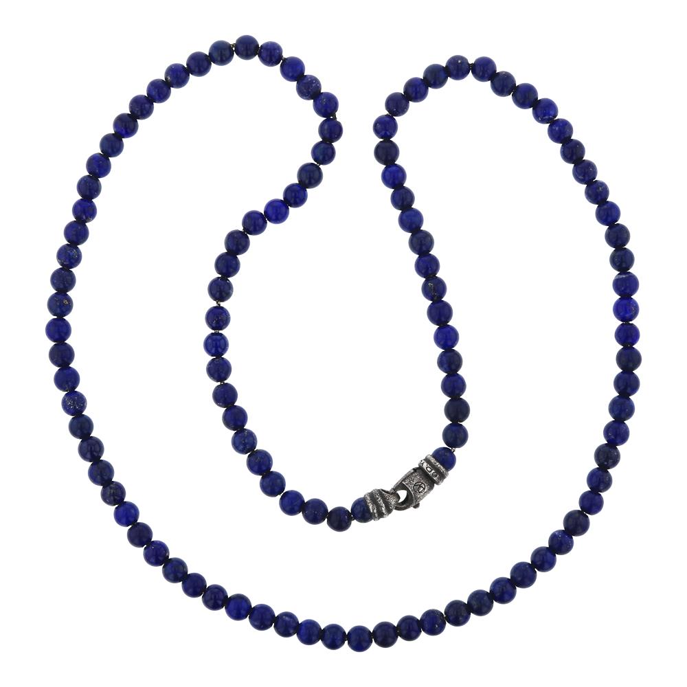 David Yurman Lapis Necklace: Sterling Silver | Genuine Lapis | David Yurman Lapis Necklace | Vintage Estate Silver & Gold Jewelry | Weight: 42.5 Grams, | Dimensions: Necklace: 26" length, .25" face width |