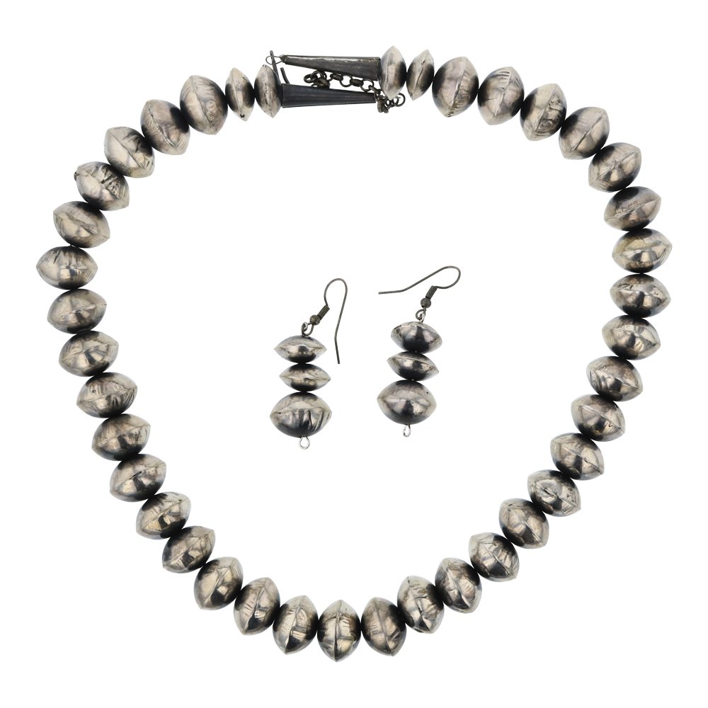 Vintage Handmade Stamped Bench Beads Necklace & (1 of 3)