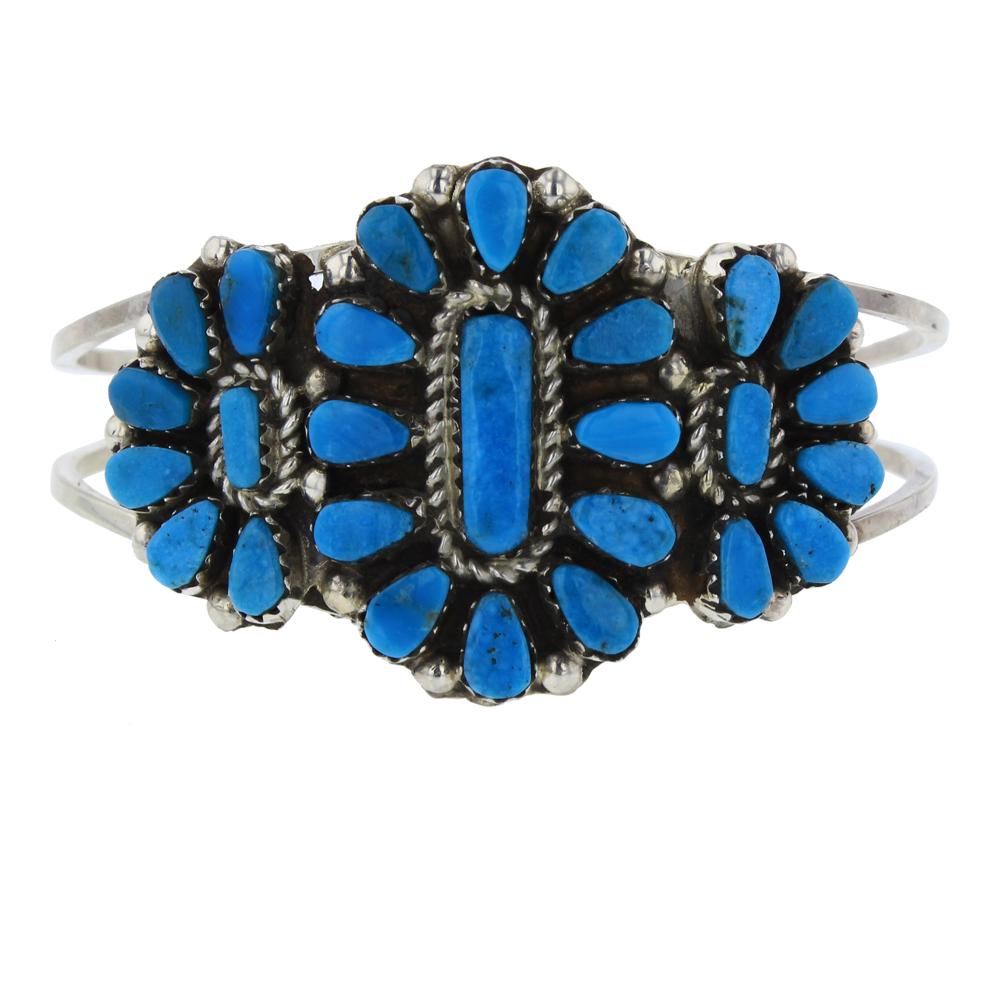 Tsabetsaye Turquoise Zuni Cluster Bracelet (1 of 3)