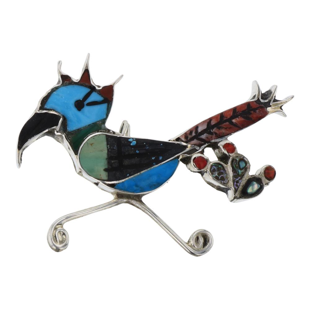 Vintage Mixed Stone Road Runner Pin (1 of 2)