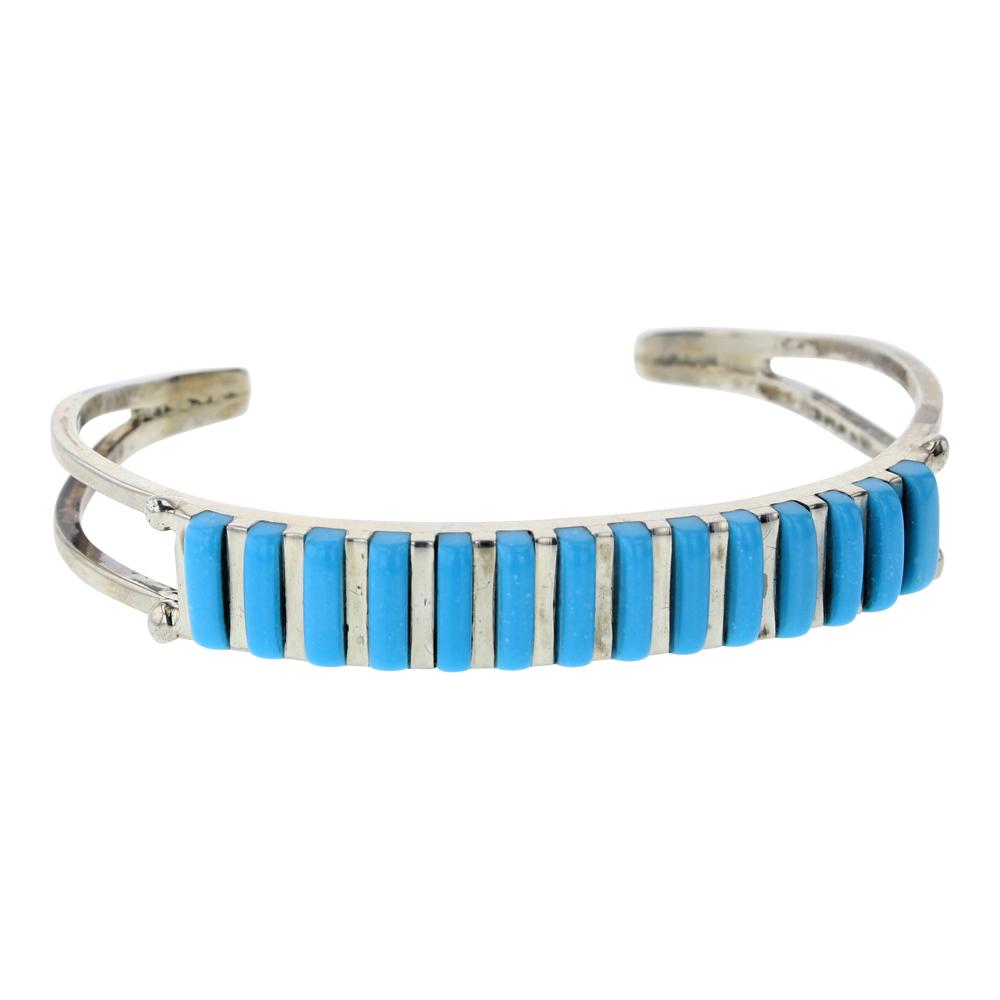 Vintage Turquoise  Zuni Inlay Bracelet (1 of 3)