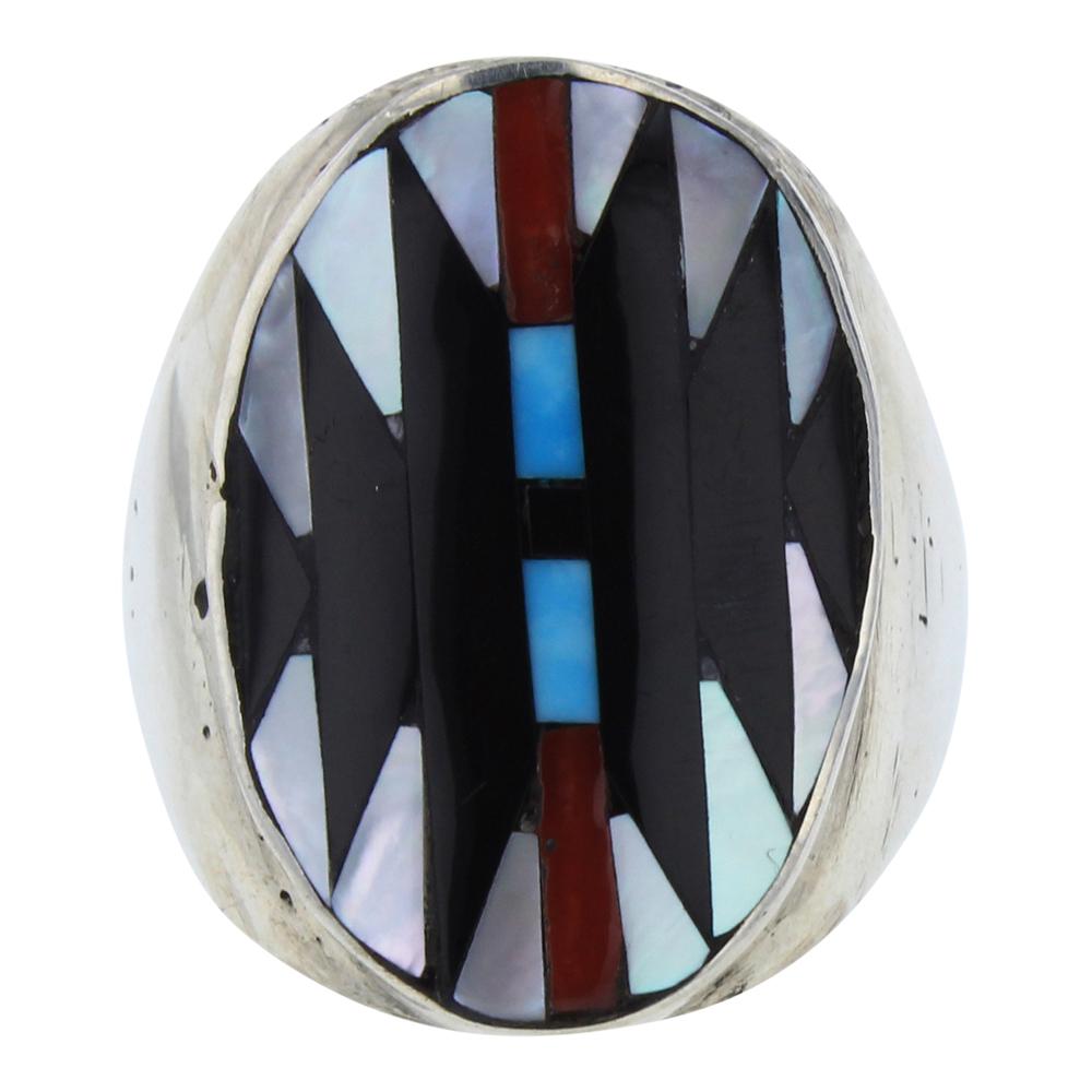 Vintage Mixed Stones Inlay Ring (1 of 3)