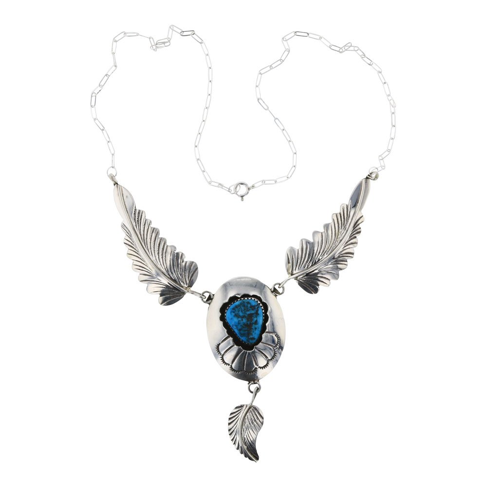 Kingman Turquoise Leaf work Shadow Box Necklace (1 of 3)