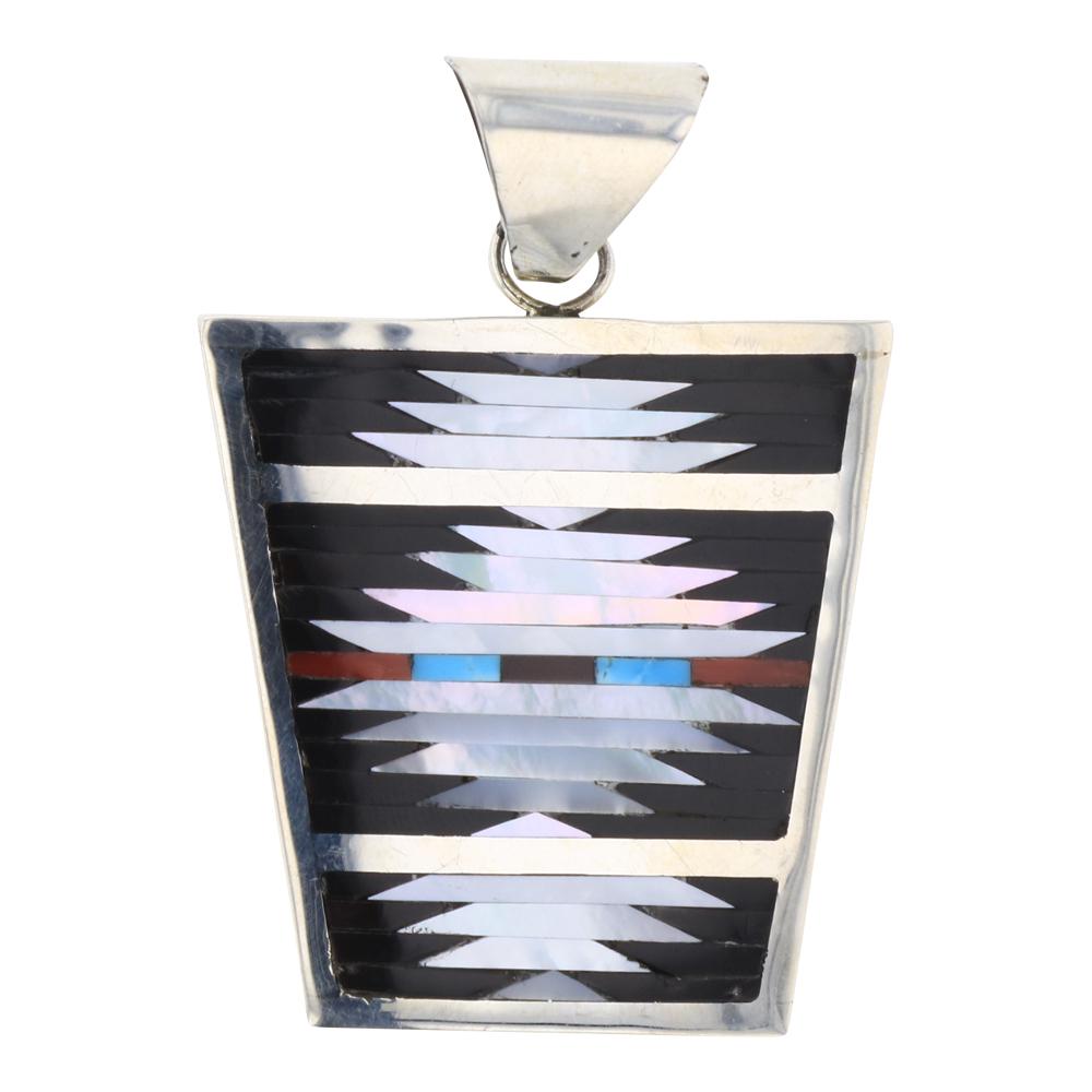 Calvin Dishta Mixed Stones Inlay Pendant (1 of 2)