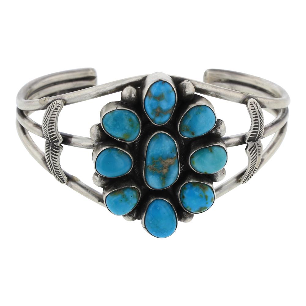 Raymond Beard Blue Ridge Turquoise Cluster Bracelet (1 of 4)