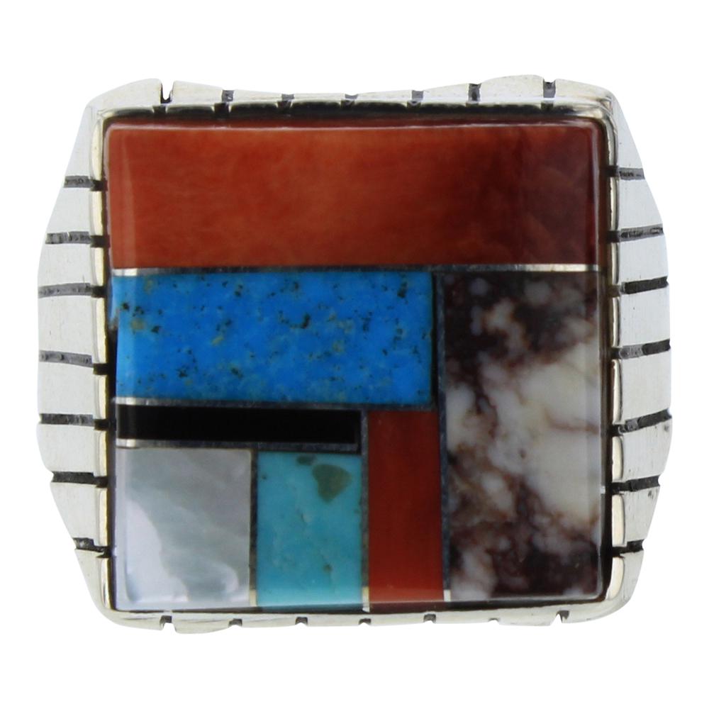 Ray Jack Mixed Stone Inlay Men's Ring (1 of 3)