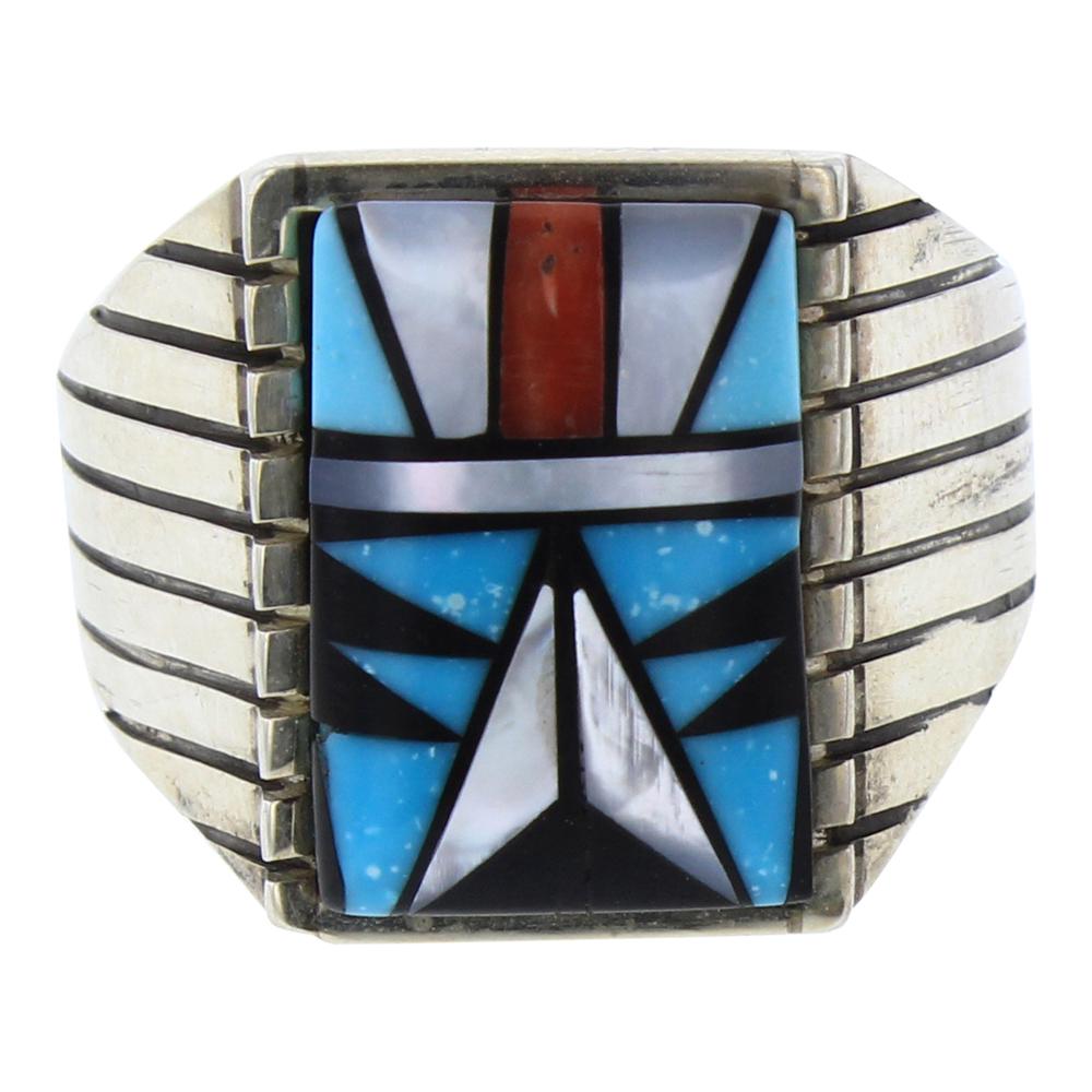 SB Vintage Mixed Stones Men's Inlay Ring (1 of 3)
