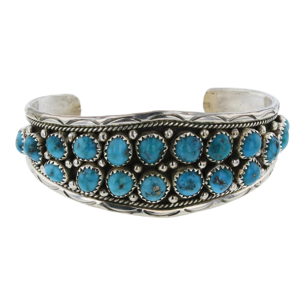 Vintage Turquoise Cluster Cuff Bracelet (1 of 4)