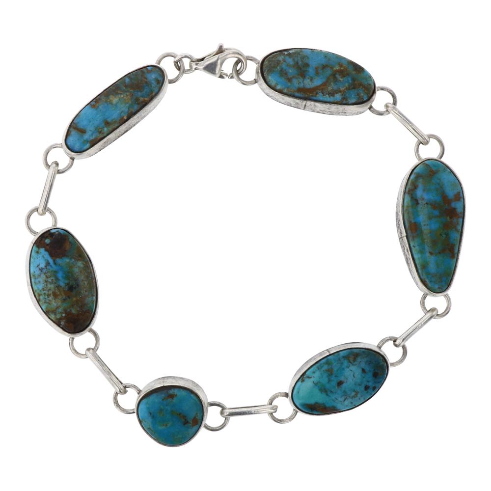 Old Pawn Turquoise Mountain Turquoise Link Bracelet (1 of 2)
