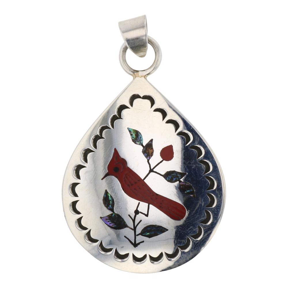 Raymond Boyd Coral Cardinal Inlay Pendant (1 of 2)
