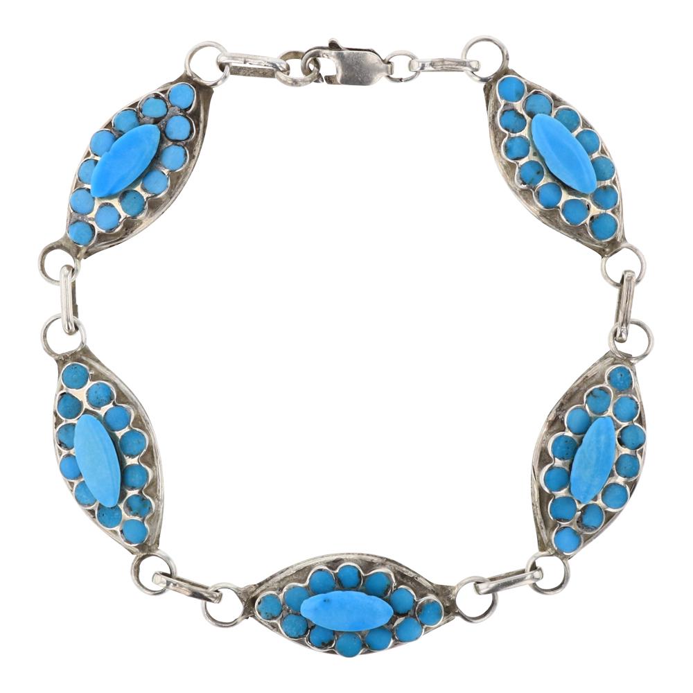 Vintage Sleeping Beauty Turquoise Inlay Link Bracelet (1 of 2)