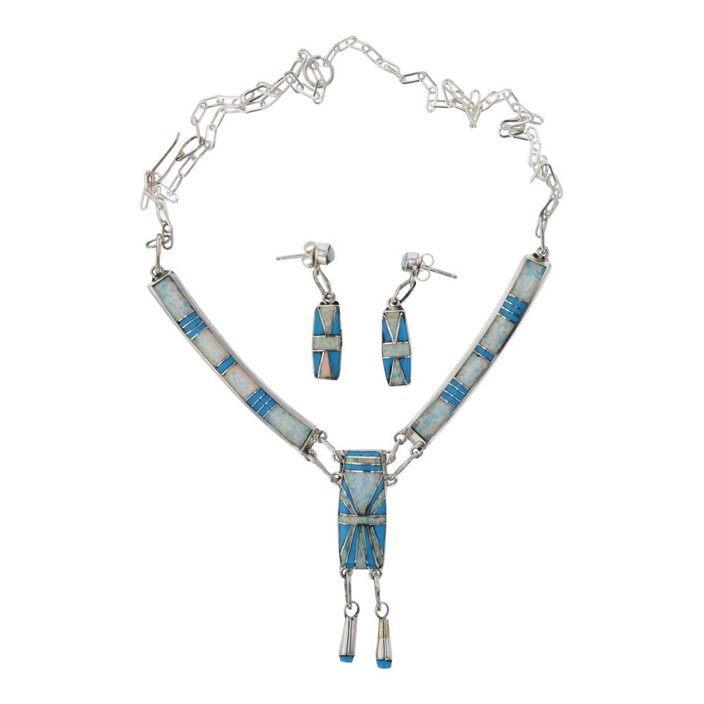 Lucie Zuni Opal & Turquoise Inlay Necklace & Earrings (1 of 3)