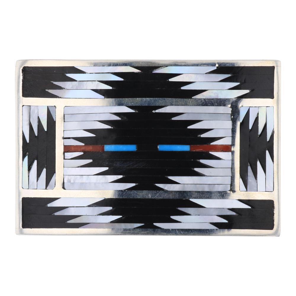 Calvin Dishta Zuni Rug Pattern Belt Buckle (1 of 2)