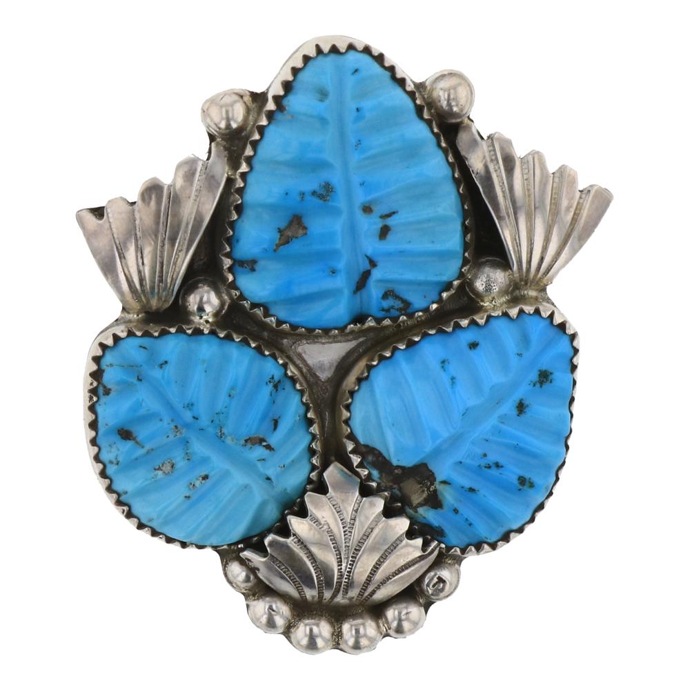 Loyolity Othole Turquoise Carved Leaf Pin & Pendant (1 of 2)