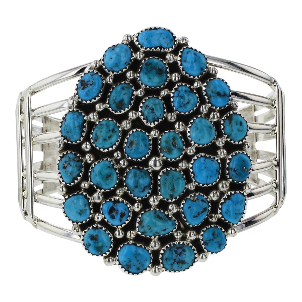 MH Kingman Turquoise Cluster Cuff Bracelet (1 of 3)