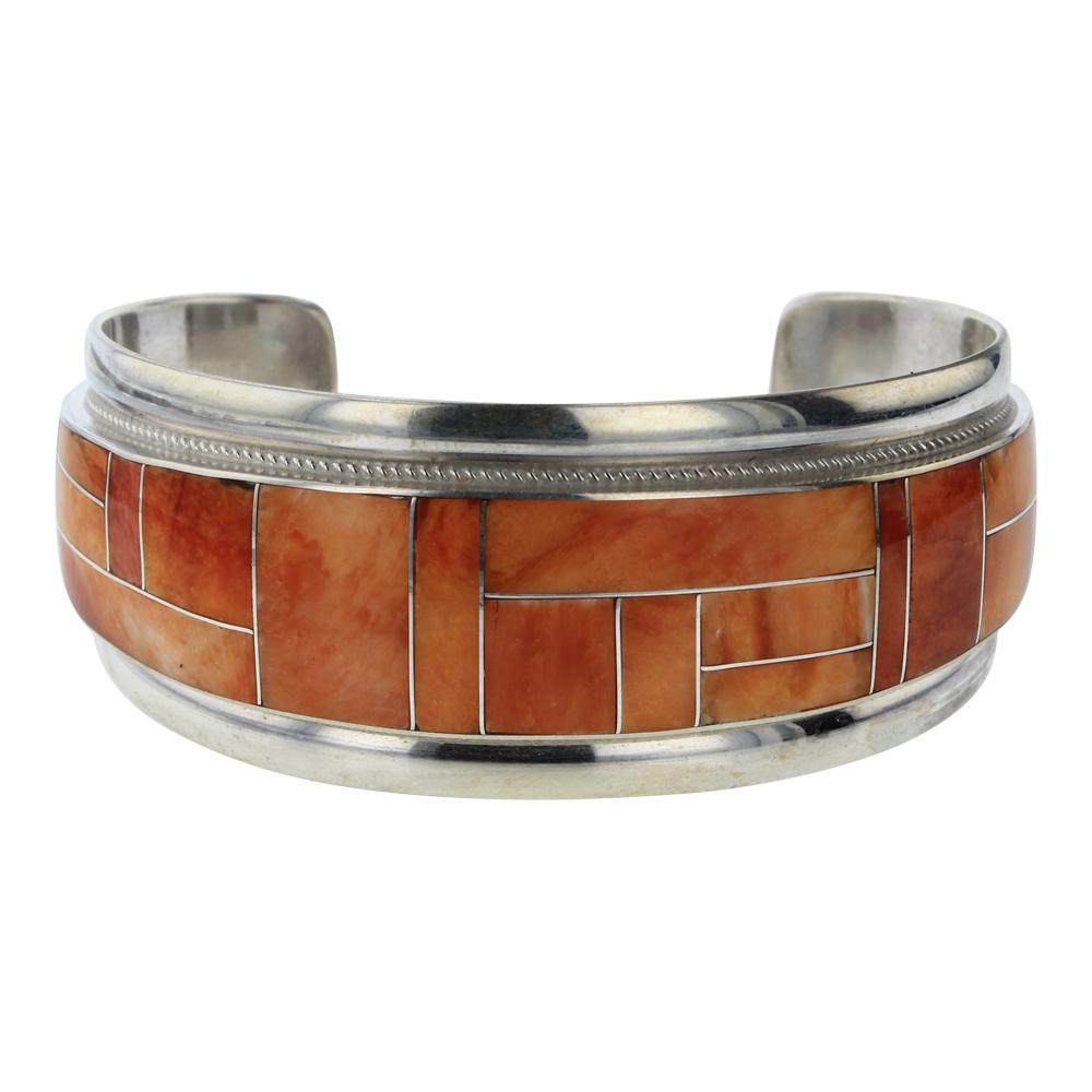 Rick & Glendora Orange Spiny Oyster Chanel Inlay Cuff (1 of 4)