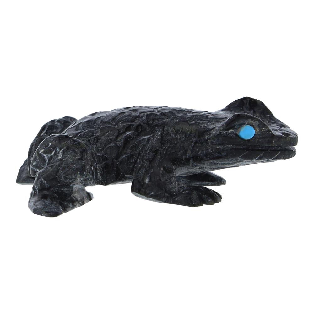 DW Zuni Carved Frog Jet Black & Turquoise Frog Fetish (1 of 3)
