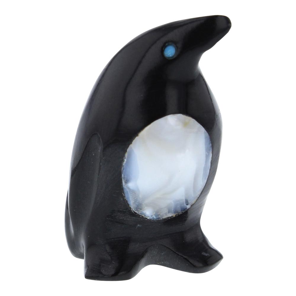 Zuni Carved Black Jade & Mother of Pearl Penguin Fetish (1 of 3)