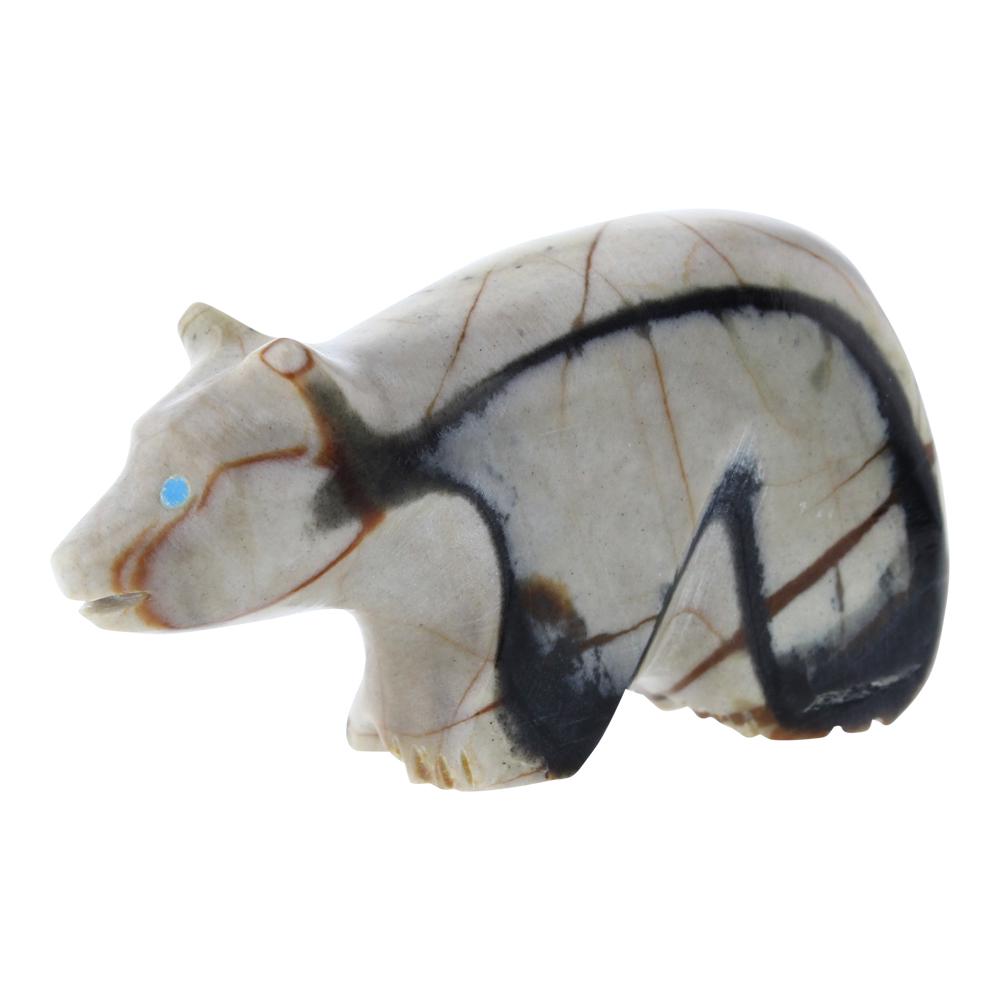 Calvert Bowannie Zuni Carved Picasso Marble Bear Fetish (1 of 4)
