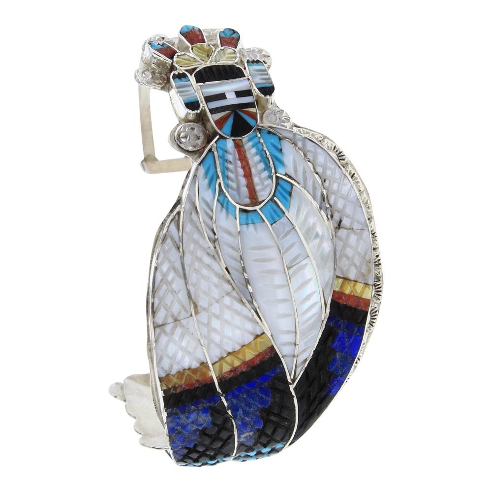 Zuni Turquoise Mother of Pearl & Coral Inlay Bracelet (1 of 3)