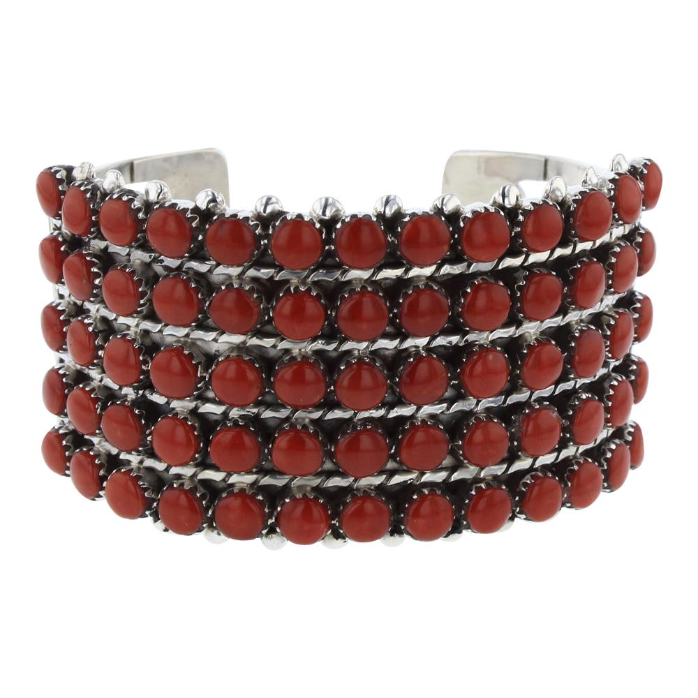Wyaco Mediterranean Coral Five Row Cuff Bracelet (1 of 3)