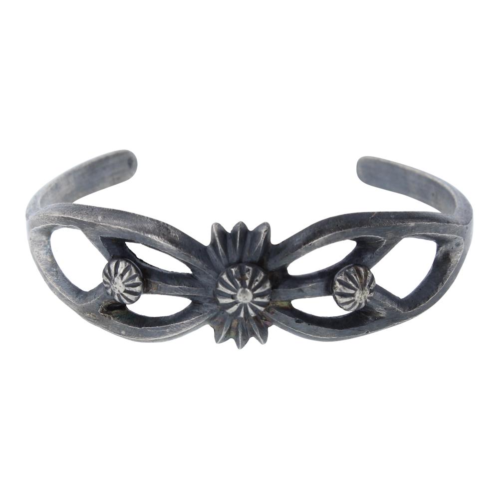 Sand Cast Plain Silver Bracelet (1 of 4)