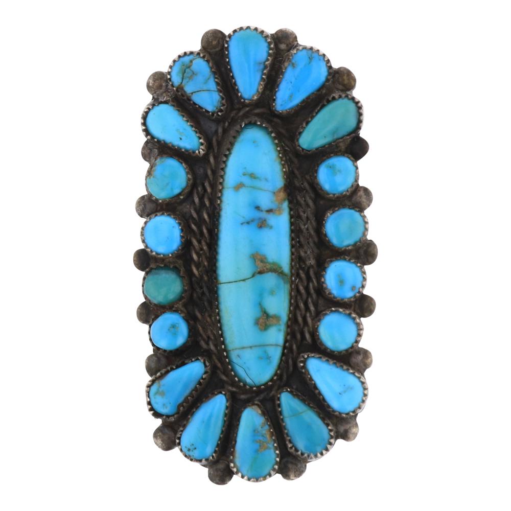 Old Pawn Kingman Turquoise Cluster Ring (1 of 3)