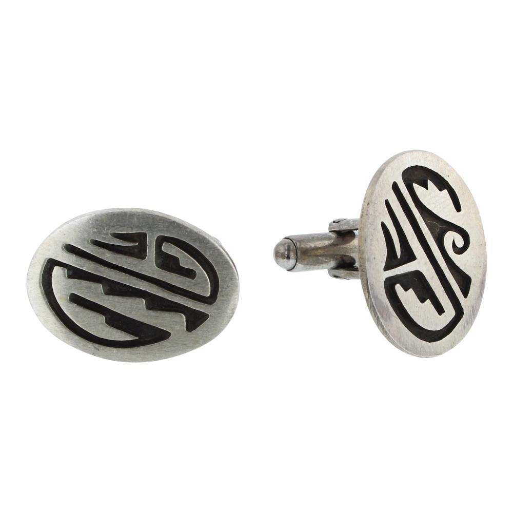 Old Pawn Overlay Hopi Cuff Links (1 of 2)