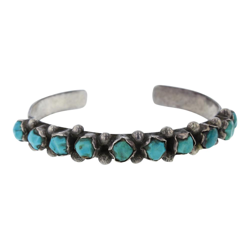 Old Pawn Kingman Turquoise Rough Row Cuff Bracelet (1 of 3)